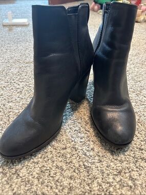 Aldo Black Leather Ankle Booties with Block Heel